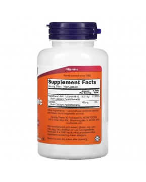 NOW Foods, Пантотеновая кислота, 500 мг, 100 растительных капсул